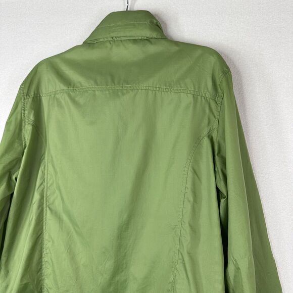 LL Bean Womens Nylon Windbreaker L Lime Green Hooded Zip Front Travel FLAW - Picture 10 of 14